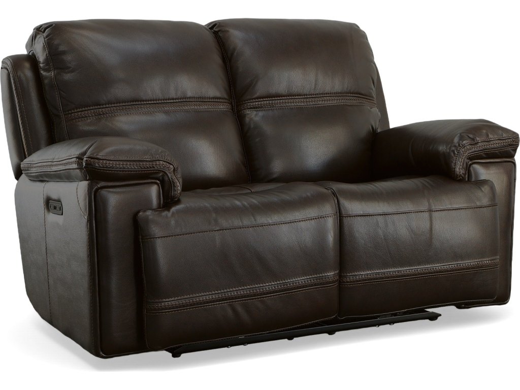 Fenwick Dark Chocolate Leather Power Reclining Loveseat with Power Headrests