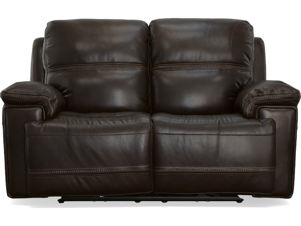Fenwick Dark Chocolate Leather Power Reclining Loveseat with Power Headrests