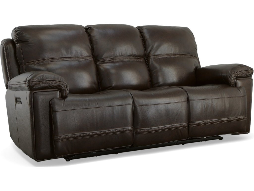 Fenwick Dark Chocolate Leather Power Reclining Sofa with Power Headrests