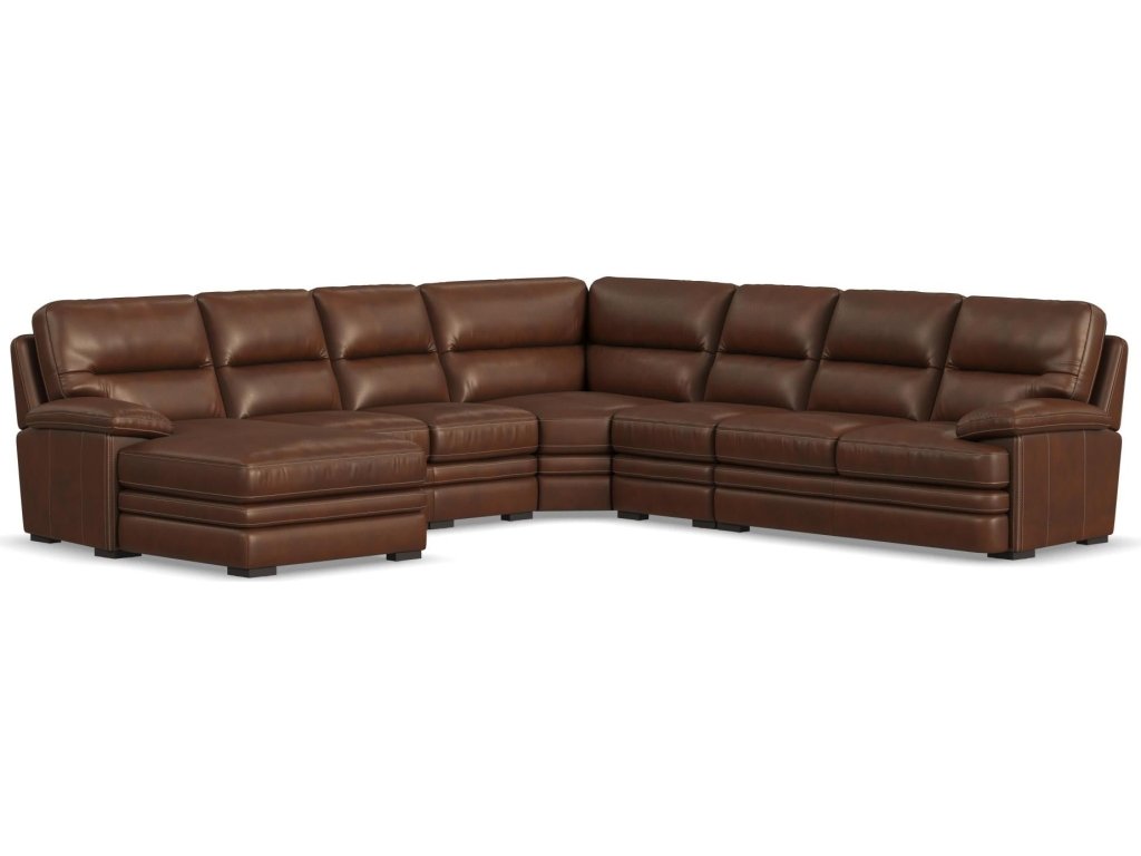 David Pecan Leather Sectional