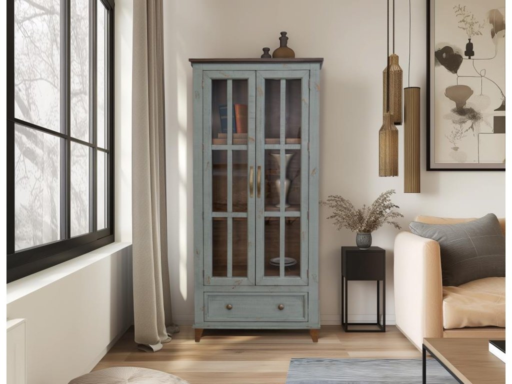 1 Drawer 2 Glass Doors Cabinet