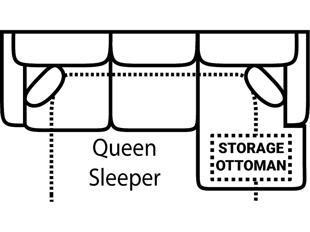 Sofa Chaise Qn Sleeper w/ Stor. Gel