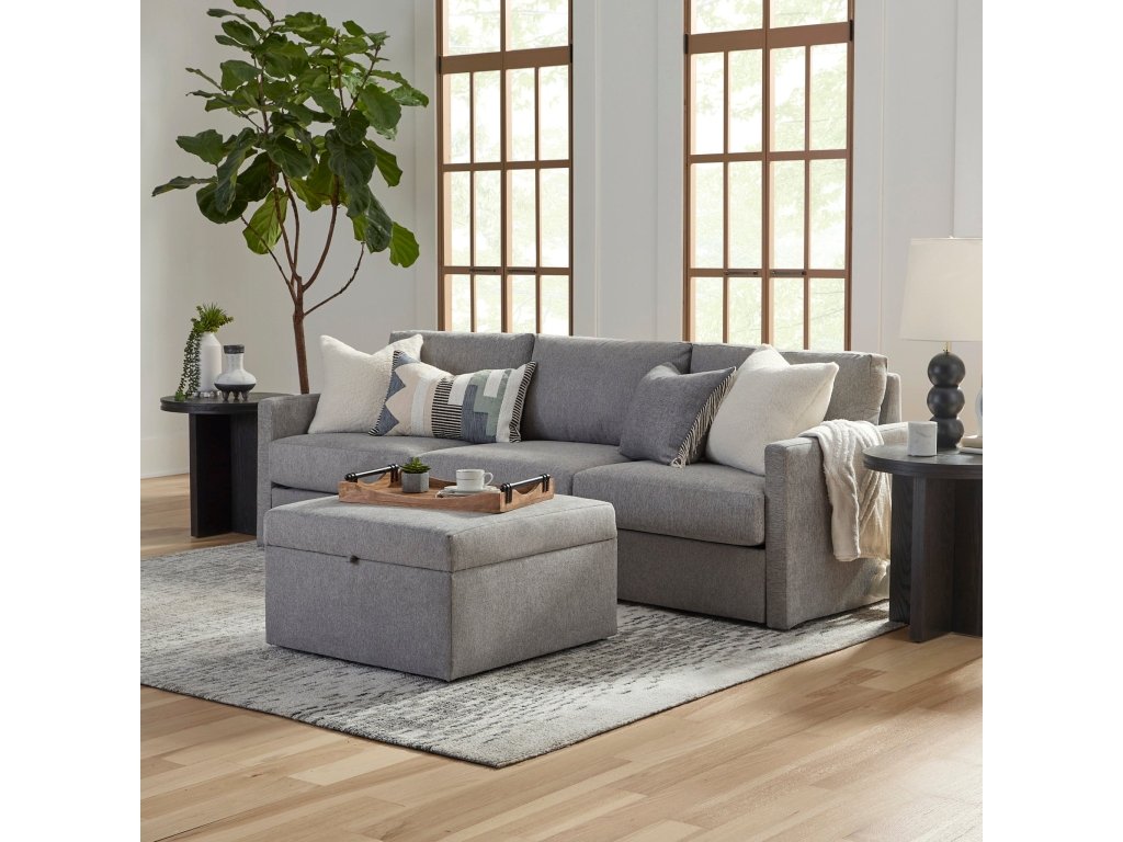 Flex Pebble Sofa with Narrow Arm and Storage Ottoman