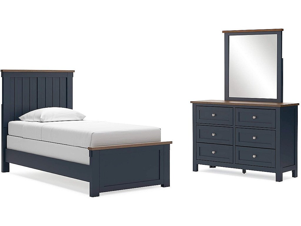 Landocken Twin Panel Bed, Dresser and Mirror