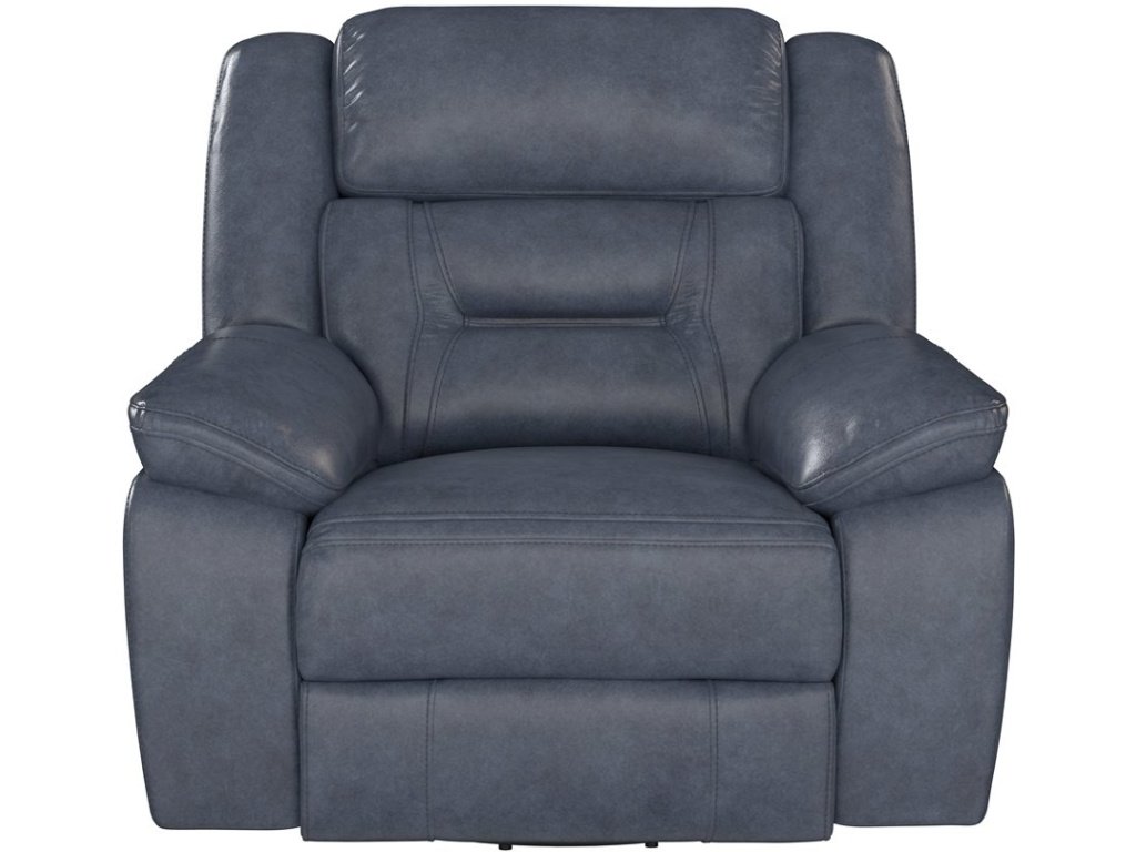 Swivel Glider Recliner - Blue Leather