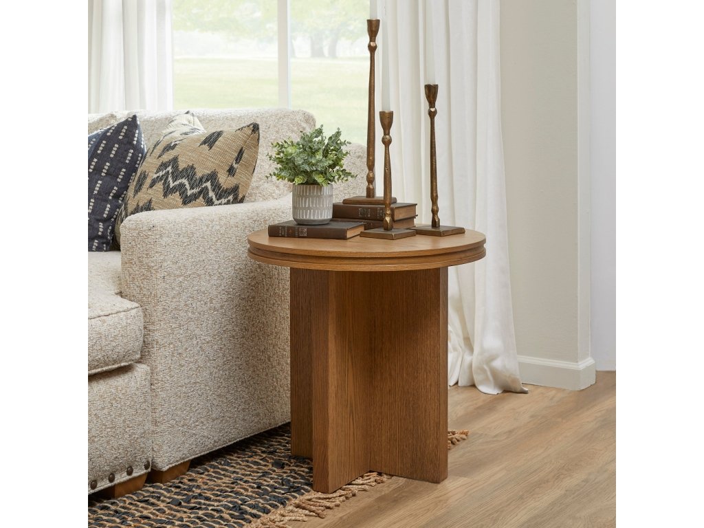 Waterfall Brown Round End Table