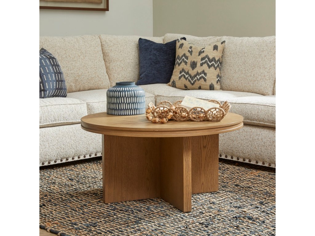 Waterfall Brown Round Coffee Table