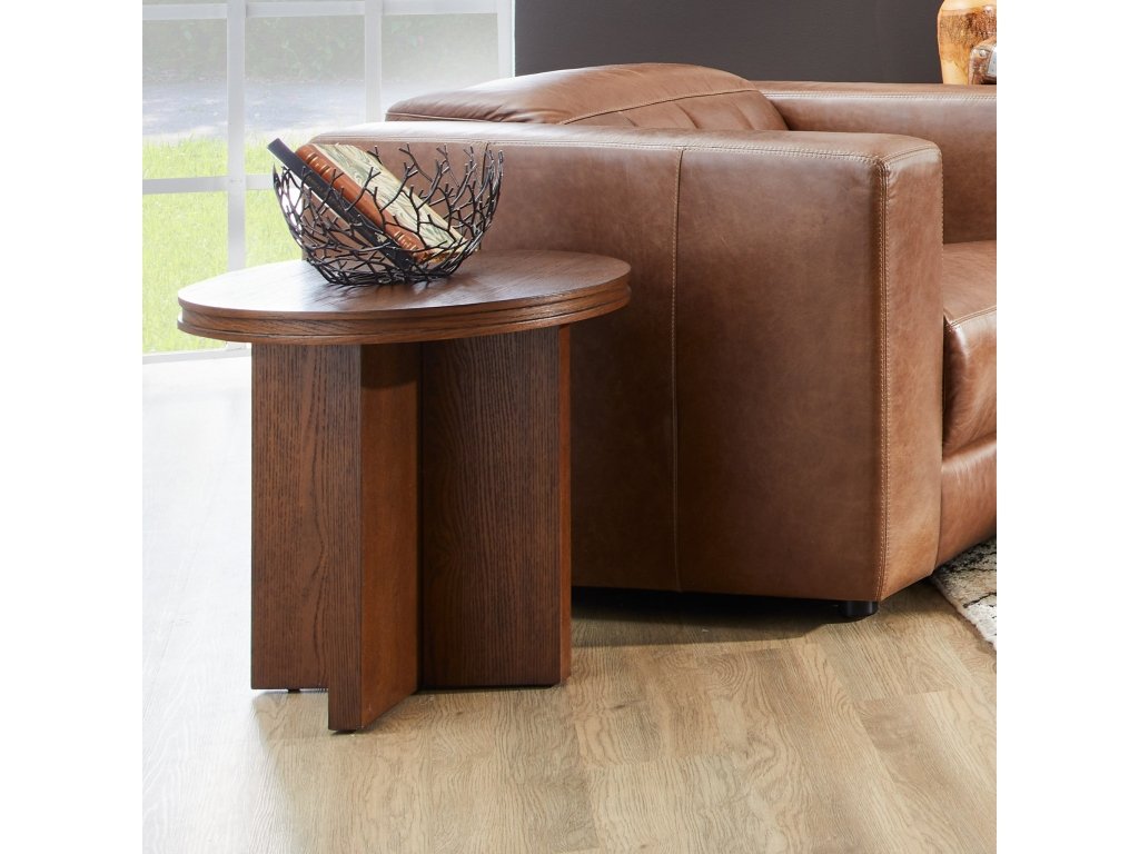 Waterfall Brown Round End Table