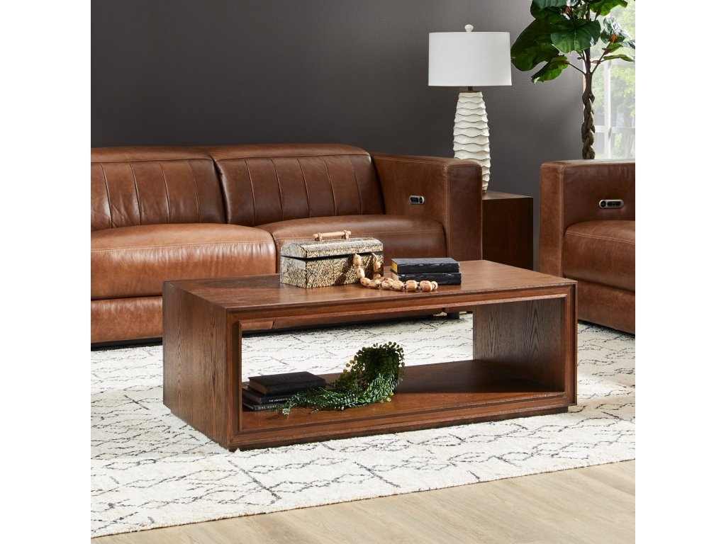 Waterfall Brown Rectangular Coffee Table with Casters