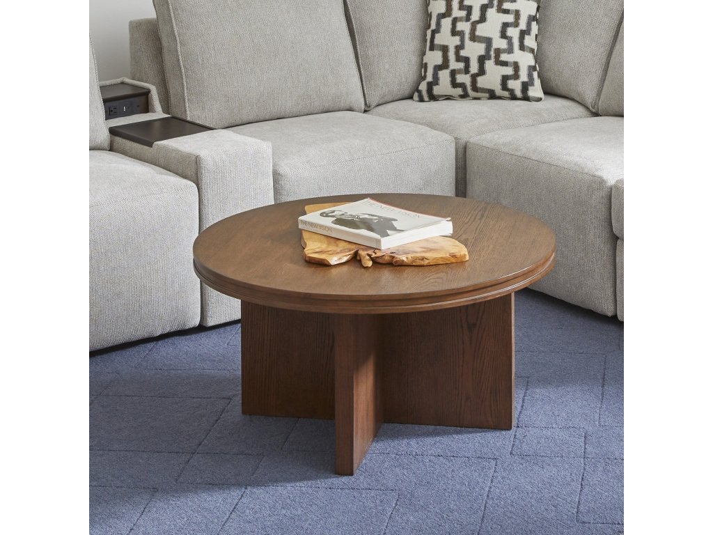 Waterfall Brown Round Coffee Table