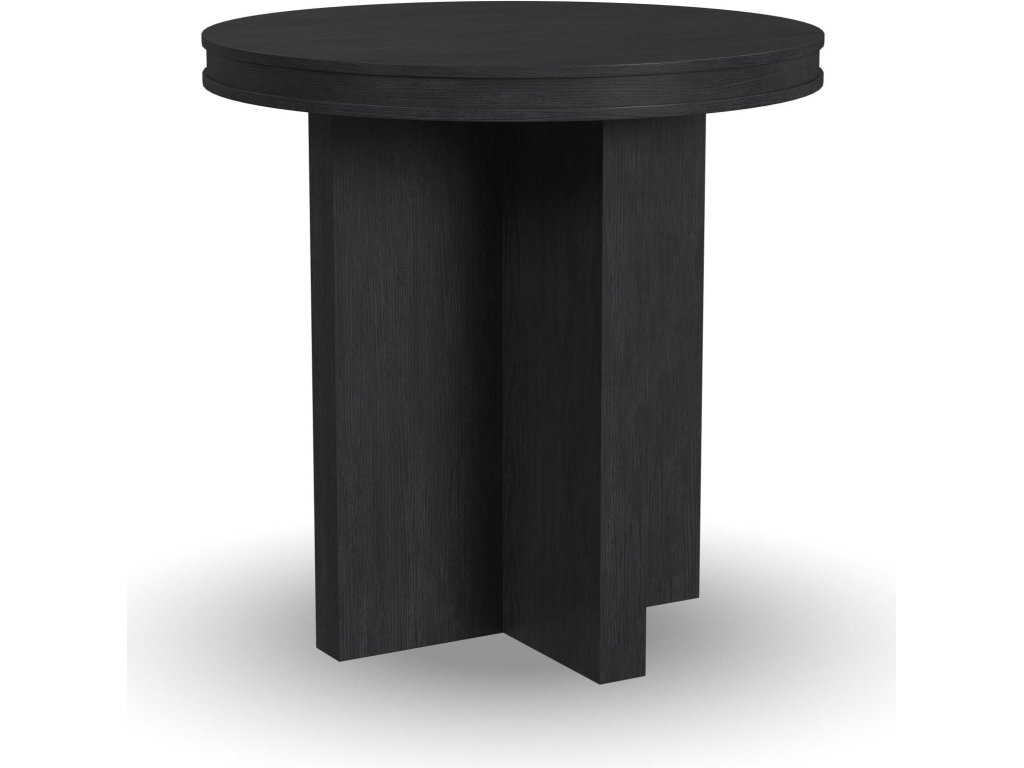 Waterfall Black Round End Table