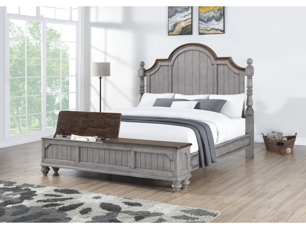Plymouth Gray King Storage Bed